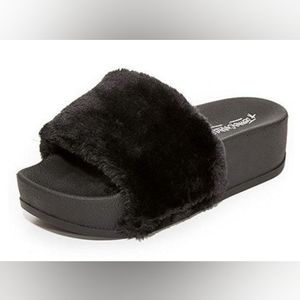 Jeffrey Campbell Faux Fur Fuzzy Slides